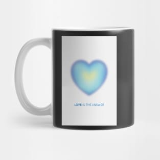 Love is the Answer Positive Affirmation Blue Heart Glow Aura Mug